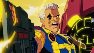 Cable dos X-Men, Nathan Summers, usando seus poderes e armas