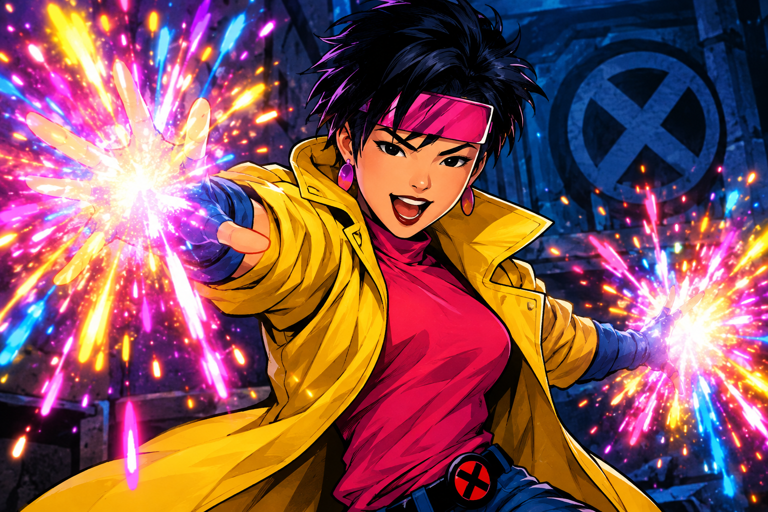 Jubileu e seus poderes de fogos de artifício nos X-Men